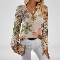 Ava – Blooming V-Neck Knit Sweater