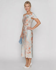 Imore | Soft Floral Off Shoulder Fitted Midi Dress
